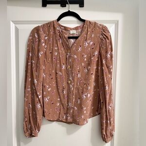 Aritzia Wilfred Floral Brown Blouse